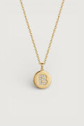 B Initial Lab Diamond Coin Necklace