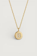 B Initial Lab Diamond Coin Necklace
