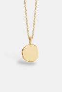 TAYLR Classic Coin Pendant Necklace in 18k gold vermeil with a minimalist smooth round disc on a delicate chain