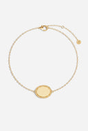 TAYLR Oval Rope Bracelet in 18k gold vermeil featuring a polished oval pendant with delicate rope edge detailing.